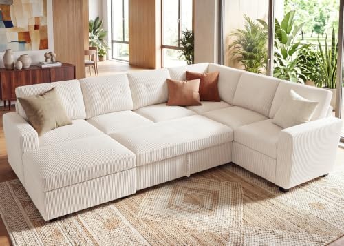 HONBAY Corduroy Sectional Sleeper Sofa by HONBAY