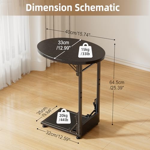 Elbourn Folding Side Table End Couch Tables, C-Shaped TV Stand - Image 3