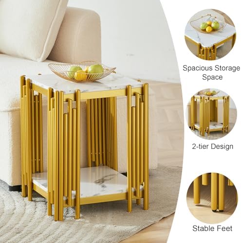 4 Pieces Living Room Table Set, Modern Coffee Table, Console Table and 2 End - Image 6
