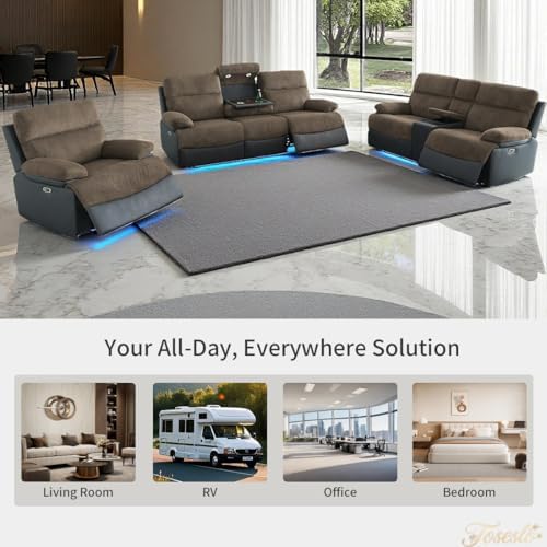 Power Recliner Sofa and Loveseat Set, Living Room Furniture, Fabric Reclining - Image 6