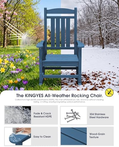 KINGYES Oversized Outdoor Rocking Chairs Set of 2, HDPE Porch Rockers - Image 5
