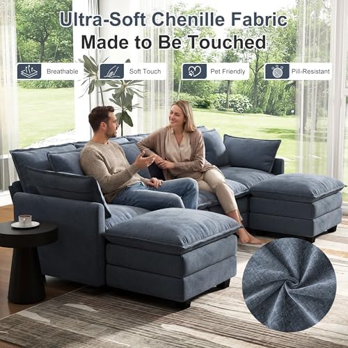 Hanherry 107" Cloud Couch Sectional Modular Sofa, Deep Seat Couches - Image 4