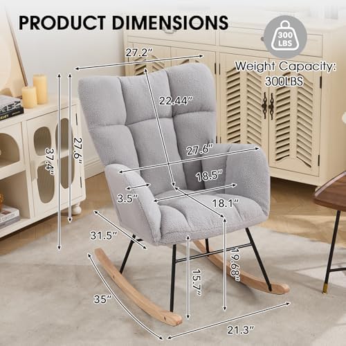 Nursery Rocking Chair, Teddy Upholstered Glider Chair - Image 2