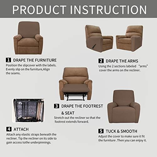 Easy-Going Stretch Recliner Chair Sofa Slipcover Washable Brown - Image 5
