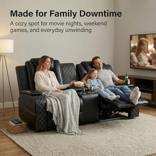 Power Reclining Leather Sofa Set – 3-Piece Home Theater Seating - Image 3