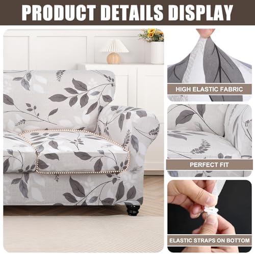 SearchI Stretch Sofa Cover Printed Couch Cover, Floral Pattern 3 Pieces - Image 3