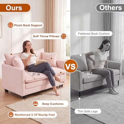 50'' Loveseat Sofa Set, Small Couch Set 2 Piece Cloud Love Seat - Image 4