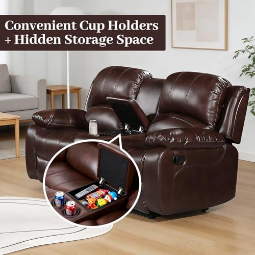 Betsy Furniture 2PC Faux Leather Manual Reclining Couch Set, Living Room - Image 4