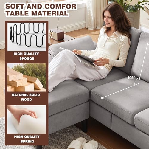 Convertible Sectional Sofa Set, Linen 3 Seater Sofa and Loveseat Set - Image 4