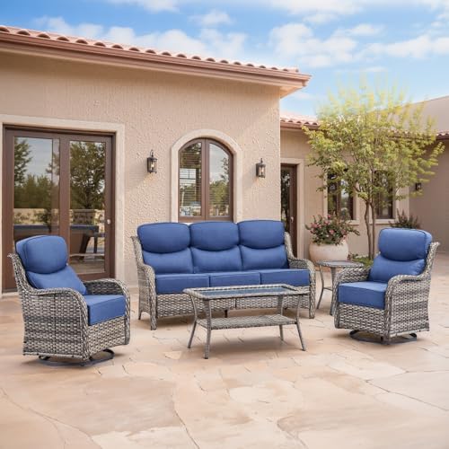 Swivel Patio Chairs sofa Set of 5 by Bellefurn