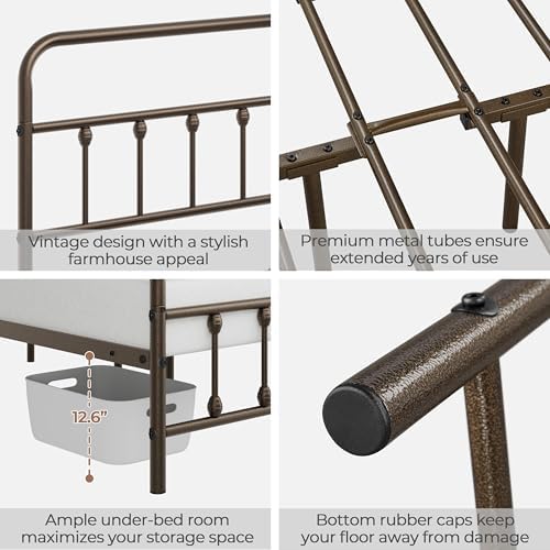 Yaheetech Full Metal Platform Bed Frame, Victorian Headboard & Footboard - Image 5