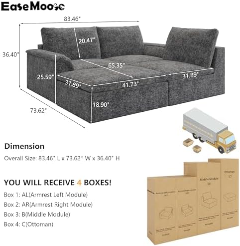EASE MOOSE Sectional Sleeper Sofa Bed, Boneless Couches - Image 2