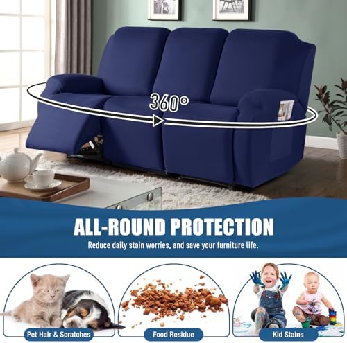TAOCOCO Recliner Sofa Slipcover, 3 Pieces Polyester Fabric Stretch Sofa Covers - Image 3