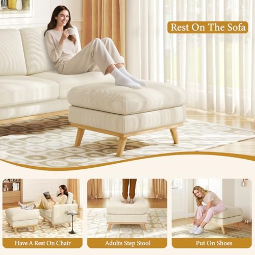 Vesgantti Large Ottoman for Modular Sofa, 29.5" Corduroy Pouf Ottoman - Image 6