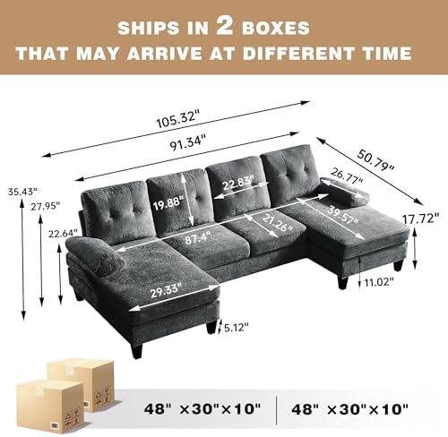 Sectional Couches for Living Room, Dark Grey - Image 2