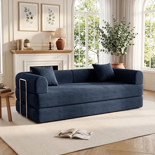 79'' Convertible Compressed Corduroy Folding Cloud Sofa Bed, 4 in 1 Modern by GORGENIUS