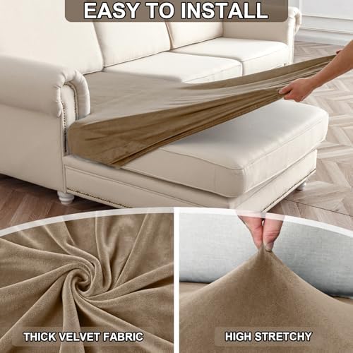 NAISI Waterproof Couch Cushion Covers Thick Velvet Fabric Washable Sofa - Image 5