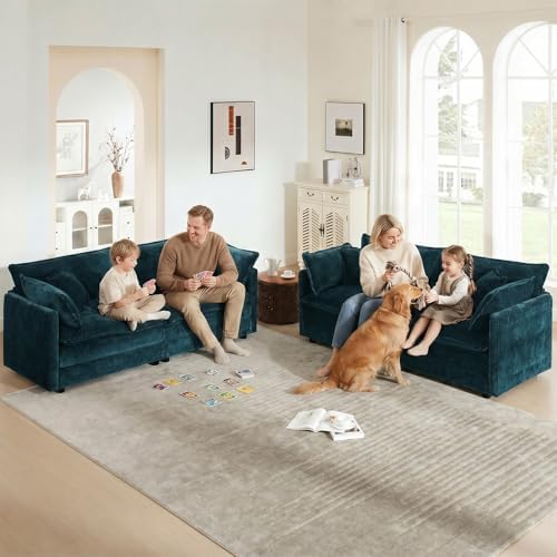 GNIXUU 76" Blue Loveseat Sofa Cloud 2 Seater Modular Couch - Image 3