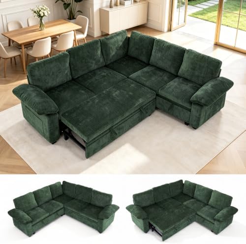 85'' Modular Sectional Sleeper Sofa, L Shape Pull Out Sofa Bed by HOMYEDAMIC