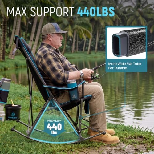 FUNDANGO Oversized Rocking Camping Chair 440Lbs Padded Folding Camp Chairs - Image 3