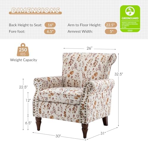 HULALA HOME Traditional Floral Accent Chair - Image 2