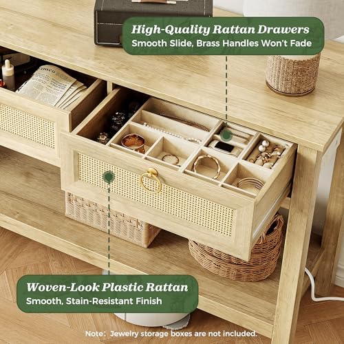 SUPERJARE Rattan Console Sofa Table - Image 6