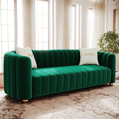 3-Piece Green Velvet Tufted Sofa Set - Image 5