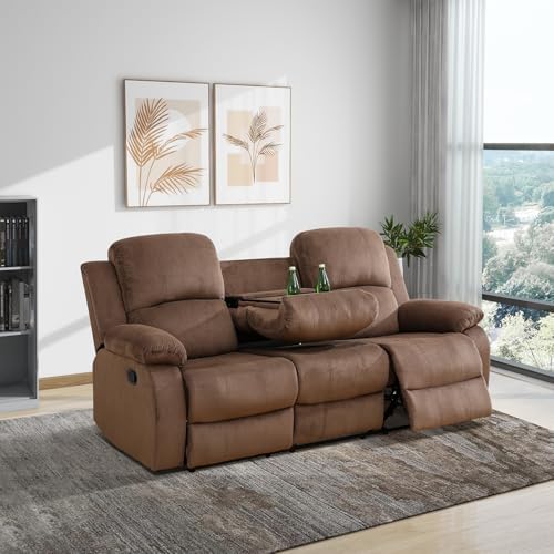 Recliner Sofa for 3 Seats, Manual Reclining Couch Set, Living Room Furniture by Snuptor
