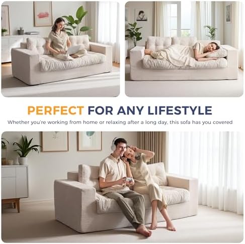 MAXYOYO Loveseat Sofa Couch, Upholstered Bean Bag Chair Cloud Seat - Image 3