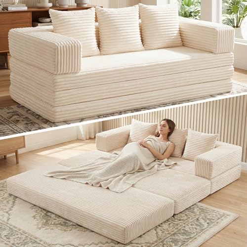 Convertible Sofa Bed Couch, 78’’ Oversized 4-in-1 Boneless Couches by Winzoo