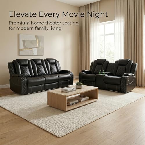 Power Reclining Leather Sofa Set – 3-Piece Home Theater Seating - Image 4