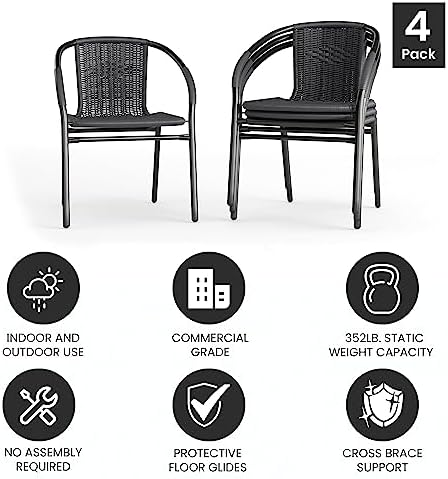 Flash Furniture Lila Modern Rattan Indoor/Outdoor Stackable Dining Chairs - Image 5