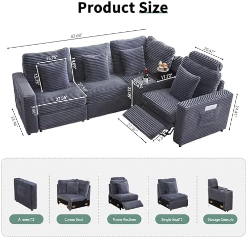 RARZOE Oversized Modular Sectional Sofa, 4-Seater L-Shaped - Image 2