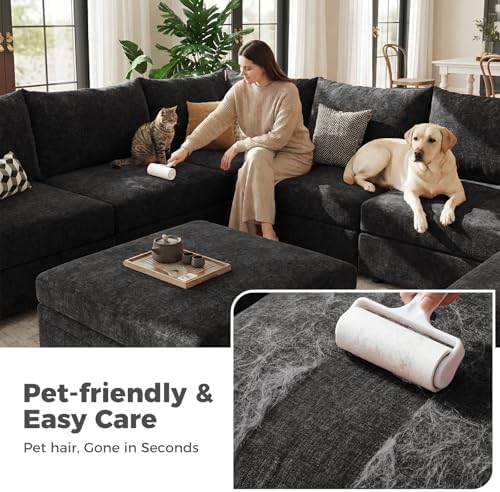 ABCASA Oversized Modular Sectional Sofa Black, L-Shaped Convertible Couch - Image 6