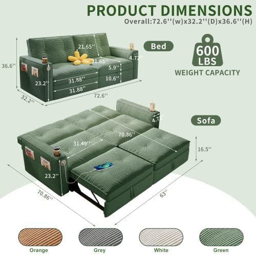 NicBex 73"Convertible sofa Bed, Pull out Couch - Image 2