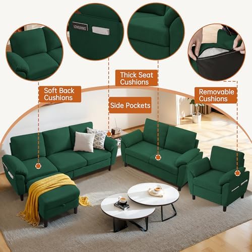 3 Pieces Sectional Sofa Set, 3-Seat L Shaped Couch - Image 4