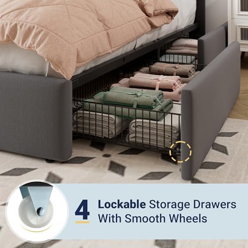 Allewie Full Size Storage Bed Frame, Vertical Channel Tufted Adjustable - Image 5
