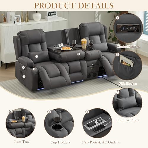 TUNYI Power Loveseat Recliner Sofa - Image 5