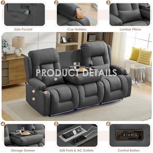 TUNYI Power Loveseat Recliner Sofa - Image 7