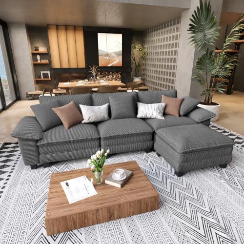 SUNSHINE VALLEY Oversized 123.6" L Shaped Sectional Couch by SUNSHINEVALLEY