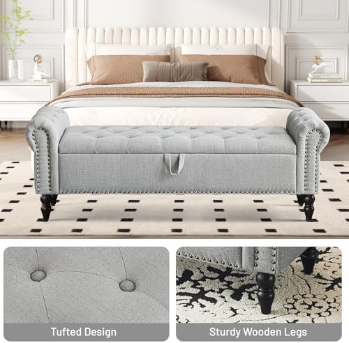 Furniliving 63” End of Bed Bench, Bedroom Bench - Image 6