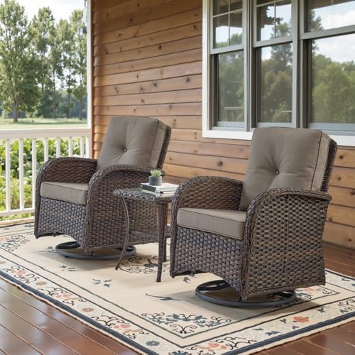 Belord Patio Wicker Chairs Swivel Rocker by Belord