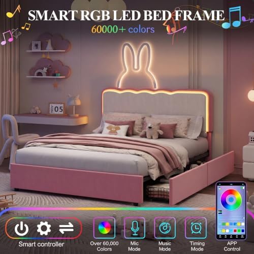 IDEALHOUSE Full LED Bed, 2 Drawer Trundle - Image 3
