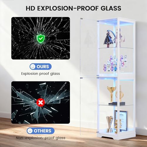 TAGELIER 65" Tall Glass Display Cabinet - Image 6