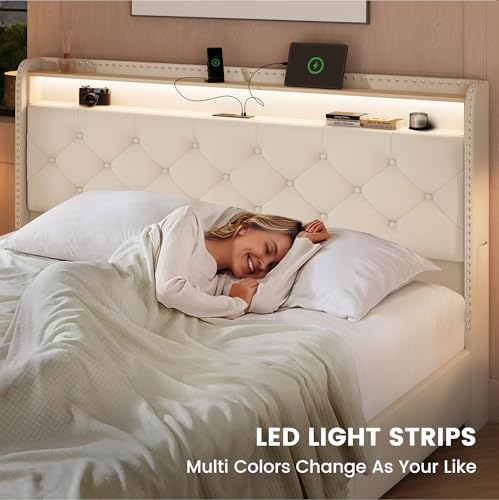 LARMACE Queen Bed Frame with 4 Storage Drawers, LED & USB Charging - Image 6