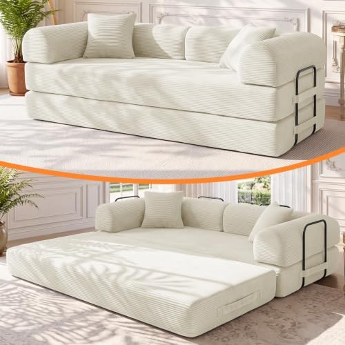 79" Memory Foam Sofa Bed, Convertible Futon Boneless Couch by KSTNLUXQ