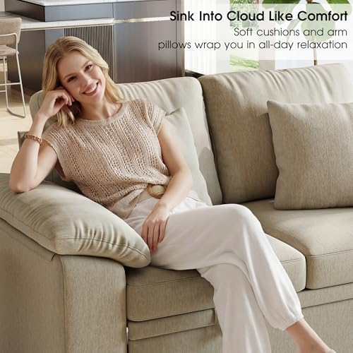 WorthFurni 61” Pull Out Couch, 2 in 1 Sleeper Sofa Bed - Image 4