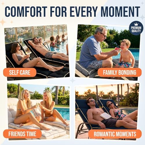 MAGIC ELEPHANT Chaise Lounge Cushion Outdoor, Memory Foam Patio Lounge Chair - Image 7