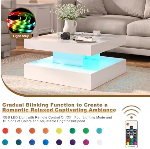 HedoAjim White LED Coffee Table - Image 3