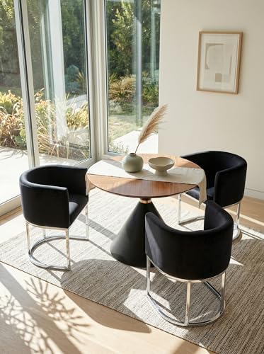 HNY Mid Century Modern Upholstered Barrel Dining Chairs by HNY